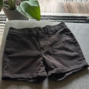 Levi Mid Length Black Denim Shorts